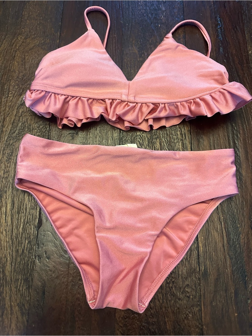 Chelsea & Violet Pink Ruffled Bikini Top